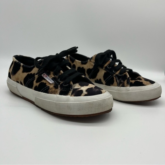 SUPERGA Velvet Leopard Platform Sneaker 36 - Picture 2 of 9